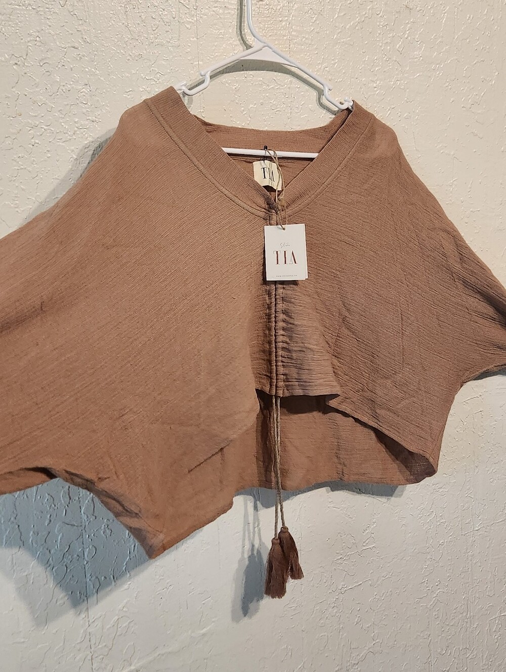 Studio TIA Ekto Kaftan - Brush Brown - Boho Crop Top - Size Small NWT - Picture 5 of 9
